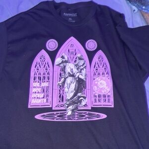 Black T-Shirt with Purple Angel Graphic
